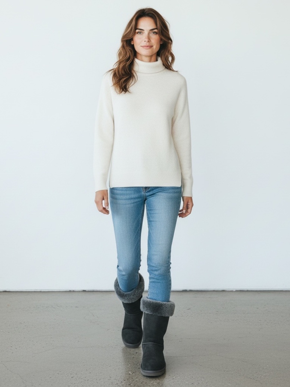 Dream Pairs Black Faux-Fur Cuff Suede-Look Winter Boots